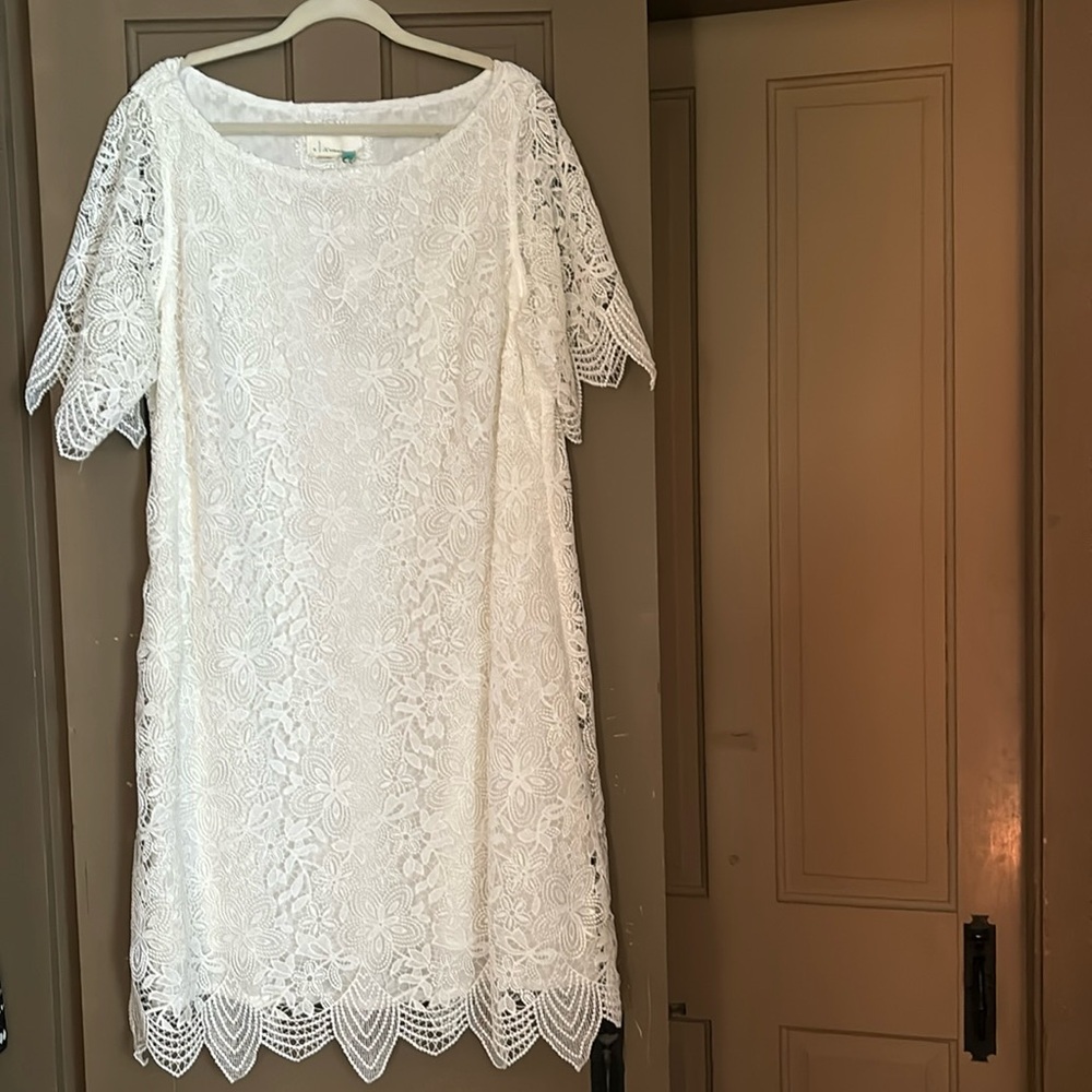Anthropologie. White lace dress. Short sleeve. Size 20W.
